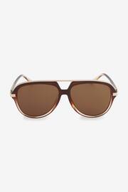 Brown Polarized Plastic Metal Aviator Sunglasses - Image 5 of 7
