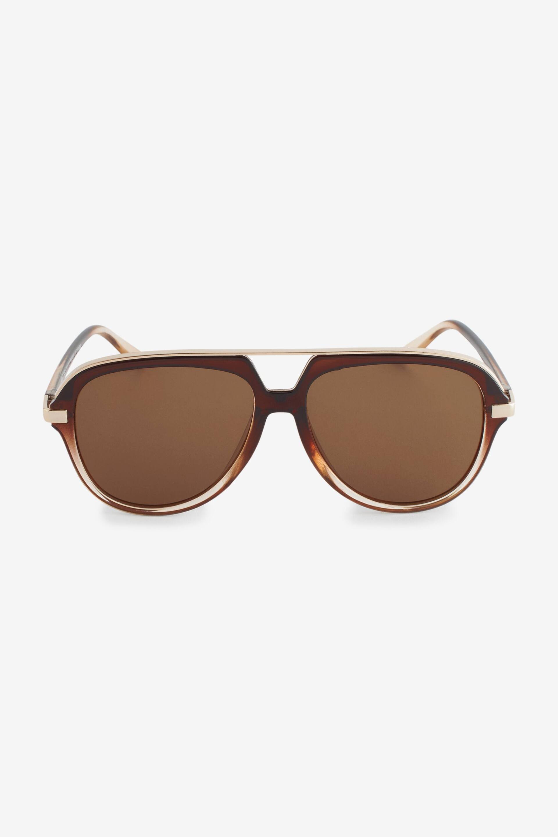Brown Polarized Plastic Metal Aviator Sunglasses - Image 5 of 7