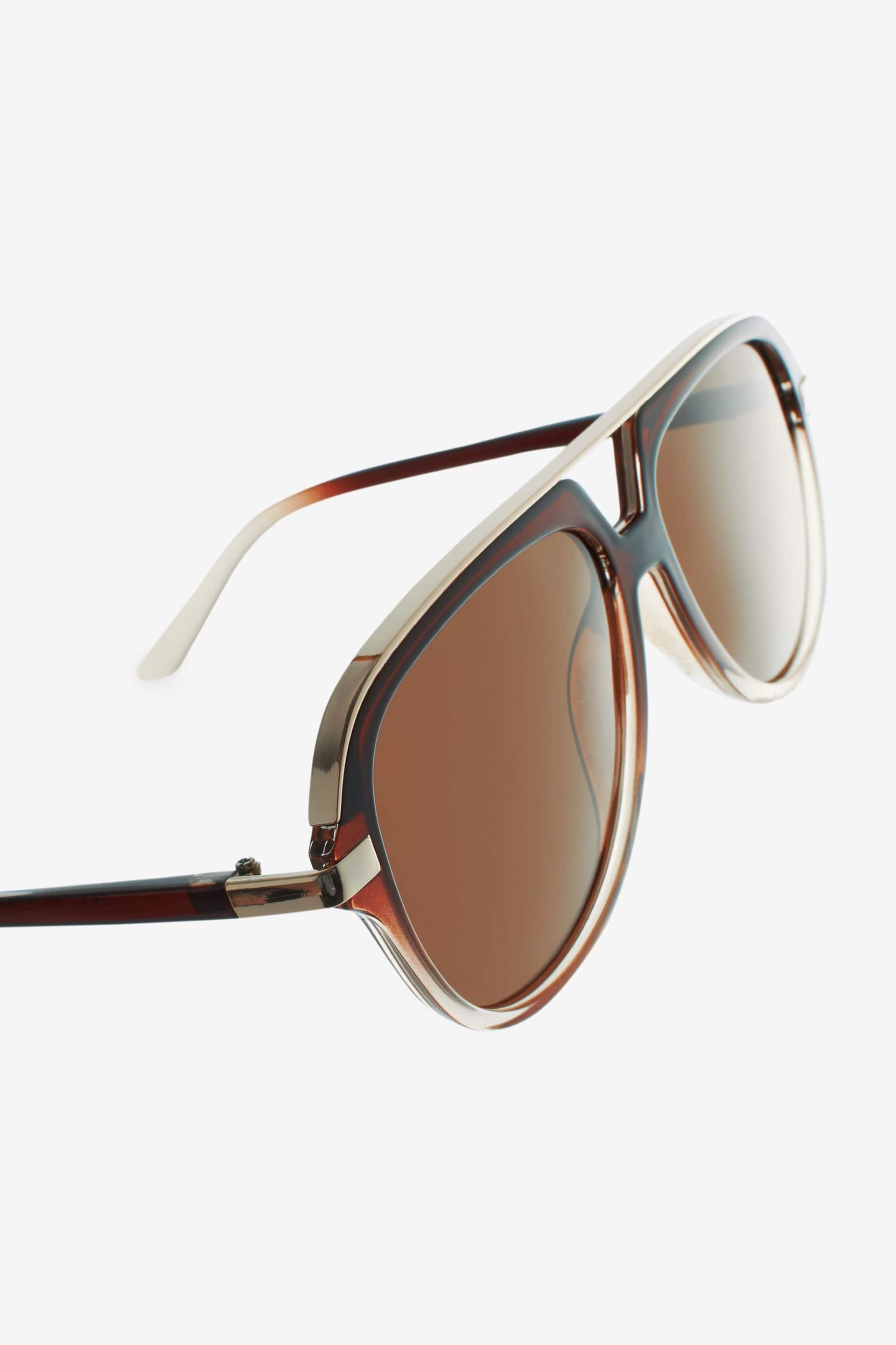 Brown Polarized Plastic Metal Aviator Sunglasses - Image 6 of 7