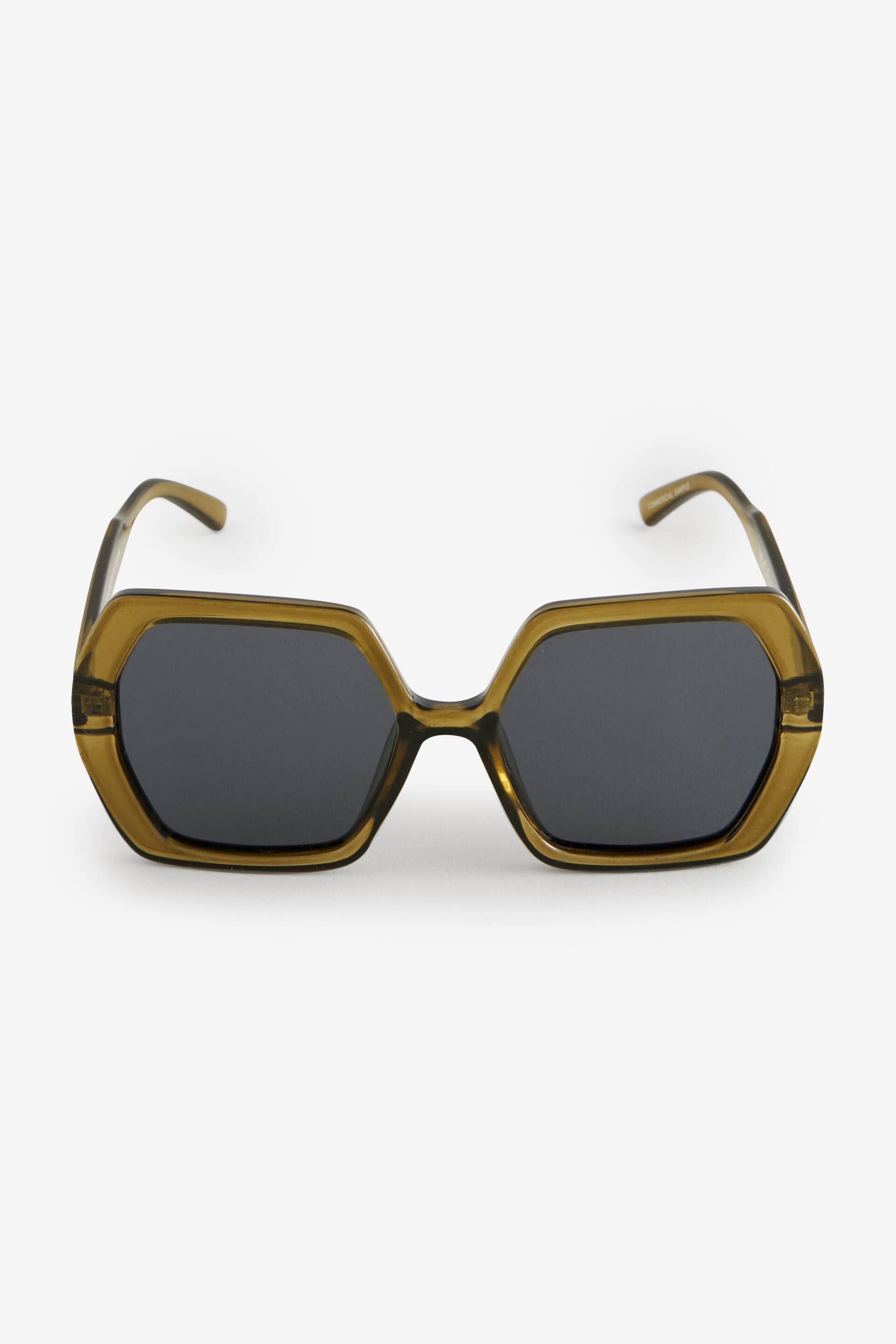 Khaki Green Soft Hexagon Sunglasses - Image 4 of 6