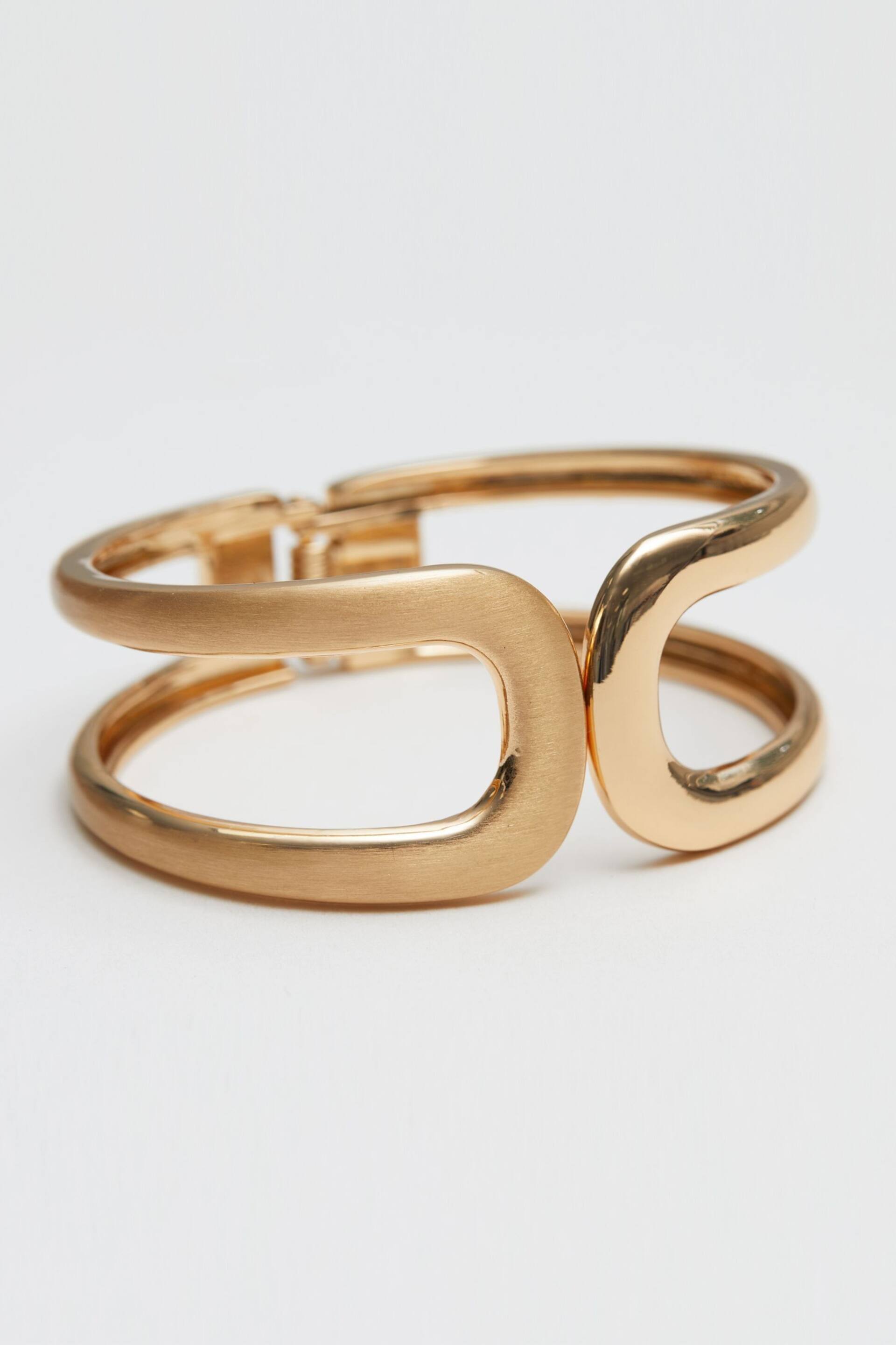 Mood Gold Tone Polished And Satin Open Cuff Bracelet - Image 1 of 1