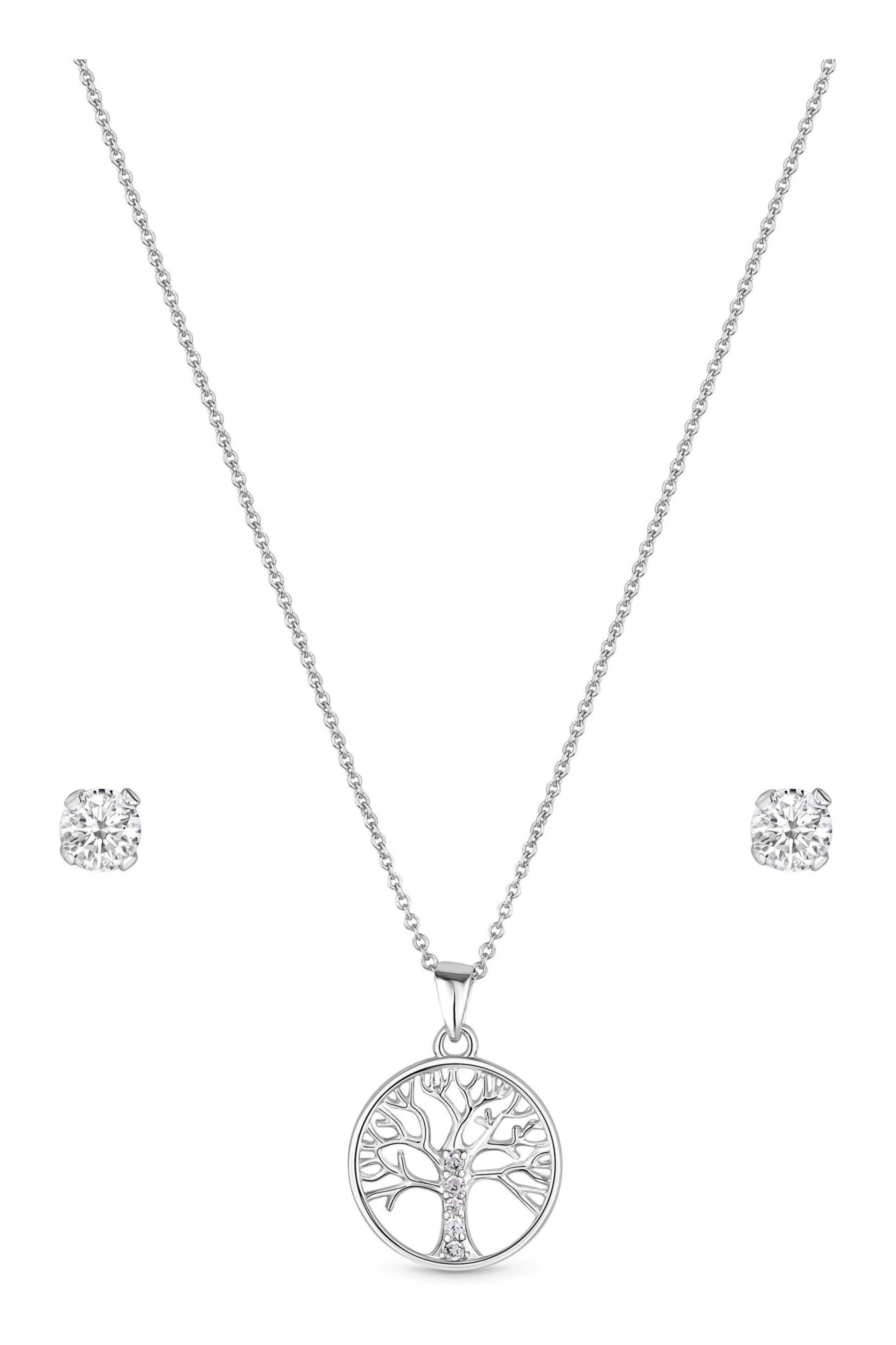 Simply Silver Sterling Silver Tone 925 Cubic Zirconia Tree of Love Jewellery Set - Gift Boxed - Image 1 of 2
