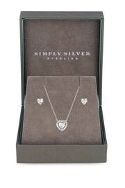 Simply Silver Sterling Silver Tone 925 Cubic Zirconia Halo Heart Set - Gift Boxed - Image 2 of 2