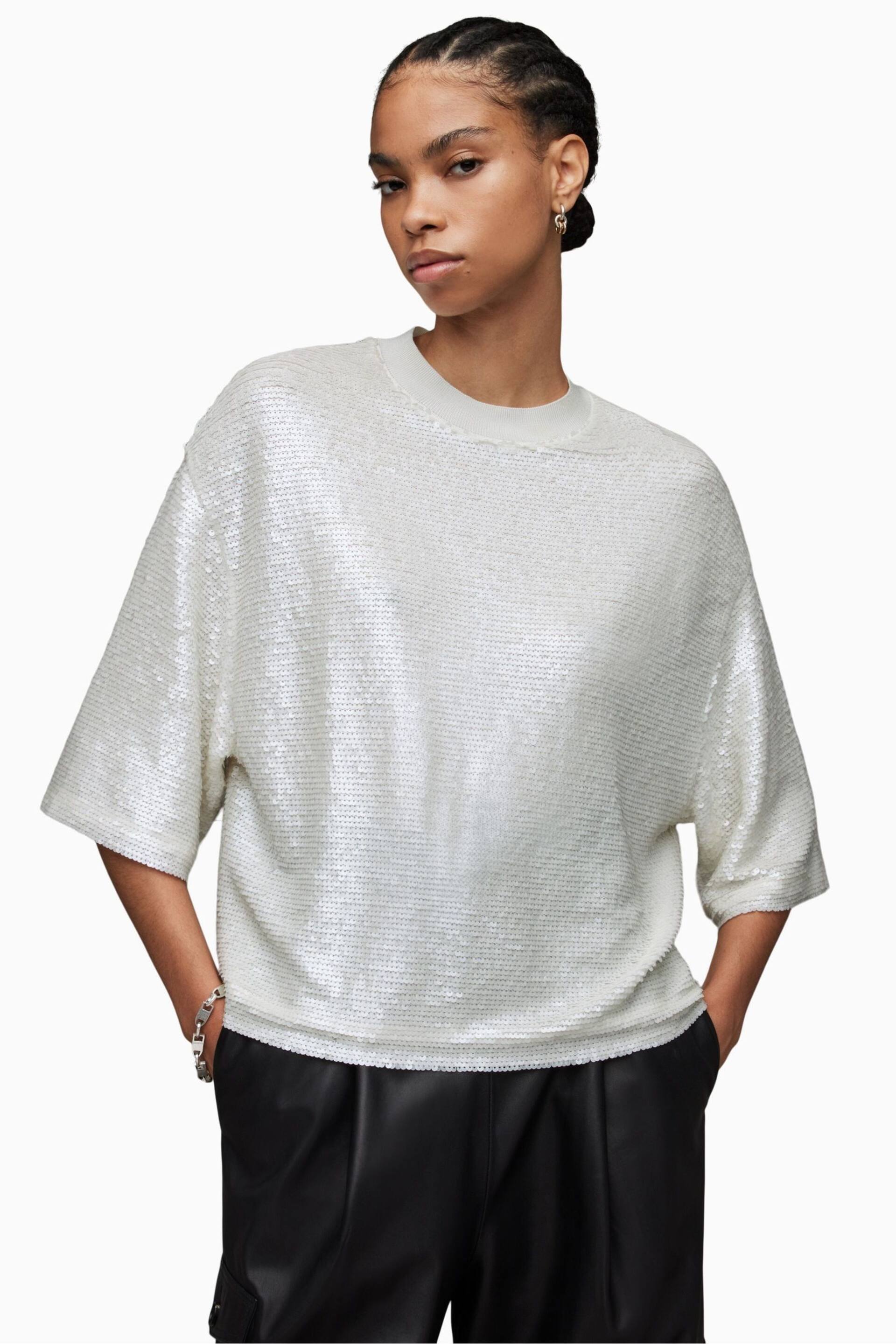 AllSaints Cream Juela T-Shirt - Image 1 of 5
