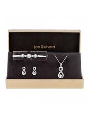 Jon Richard Silver Tone Crystal Infinity Jewellery Set in a Gift Box - Image 1 of 2