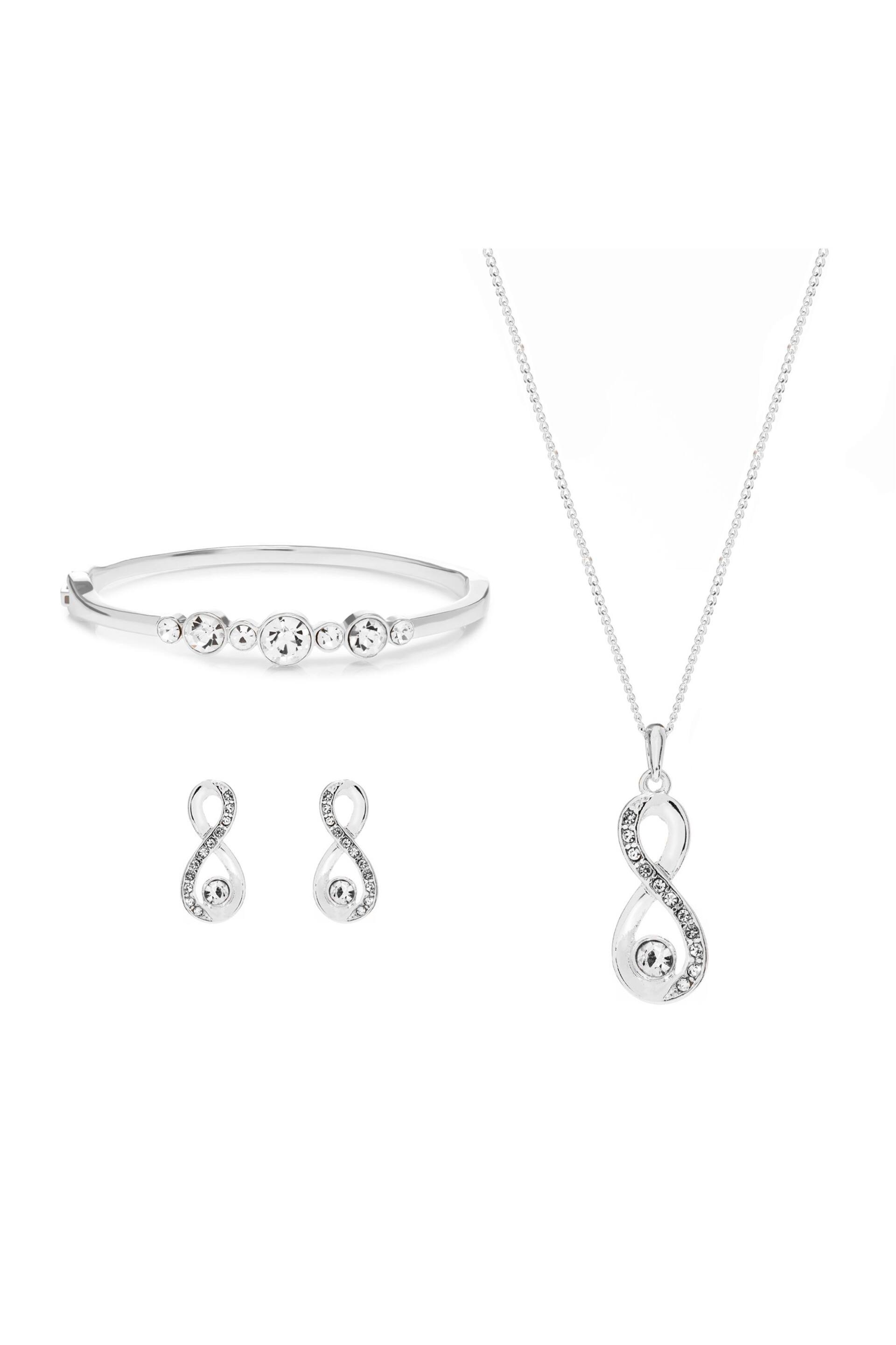 Jon Richard Silver Tone Crystal Infinity Jewellery Set in a Gift Box - Image 2 of 2