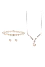 Jon Richard Silver Tone Twist Pearl Bracelet, Necklace and Earrings Trio Set - Image 4 of 4