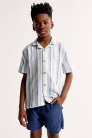 Abercrombie & Fitch Short Sleeve Crinkle Stripe White Shirt - Image 1 of 7