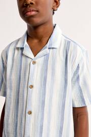 Abercrombie & Fitch Short Sleeve Crinkle Stripe White Shirt - Image 6 of 7