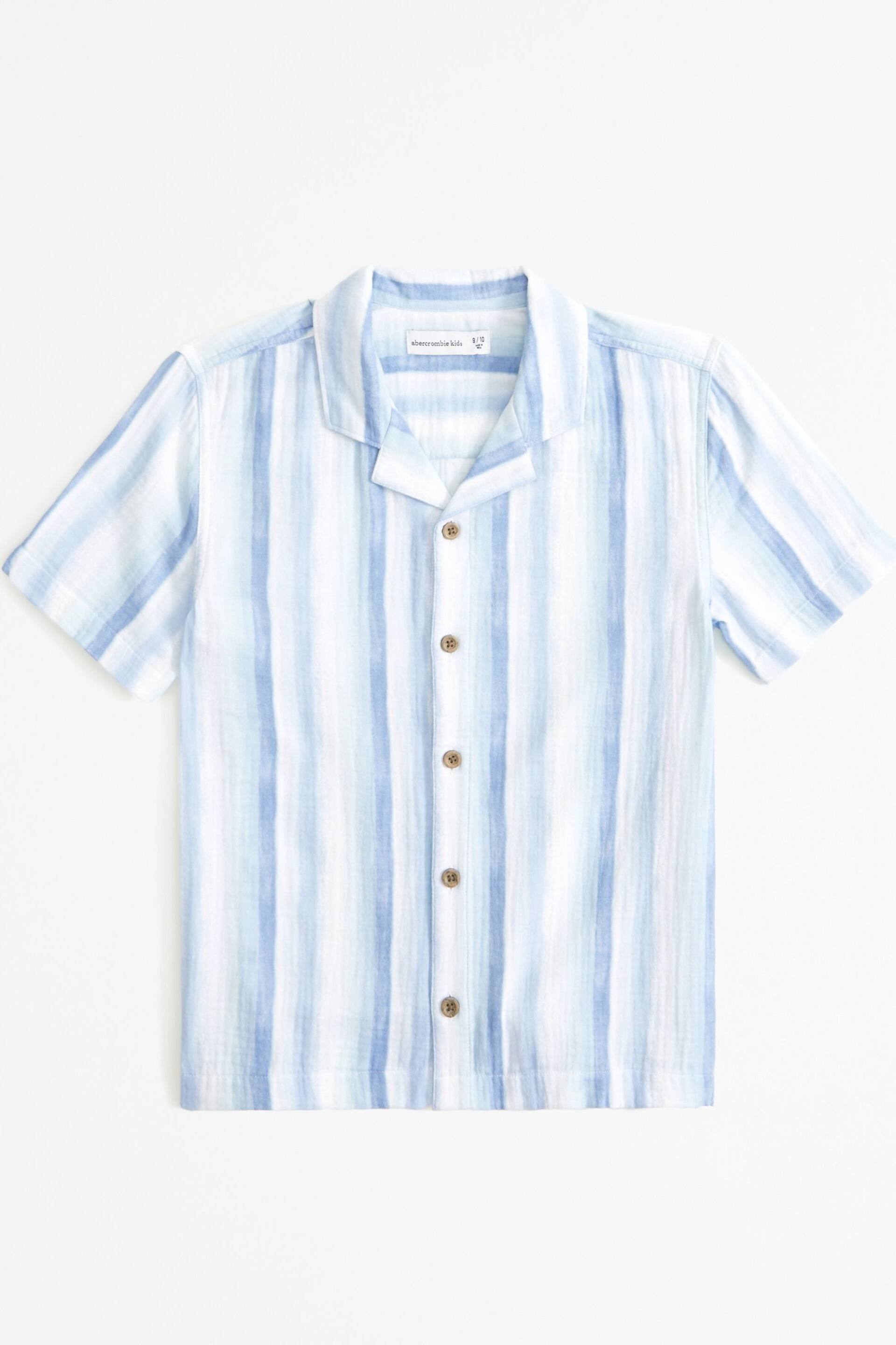 Abercrombie & Fitch Short Sleeve Crinkle Stripe White Shirt - Image 7 of 7