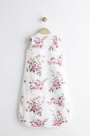 White Pink Floral 0.5 Tog Baby 100% Cotton Sleep Bag - Image 2 of 8