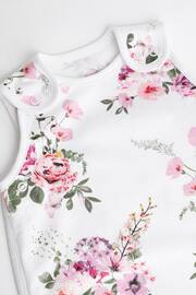 White Pink Floral 0.5 Tog Baby 100% Cotton Sleep Bag - Image 6 of 8