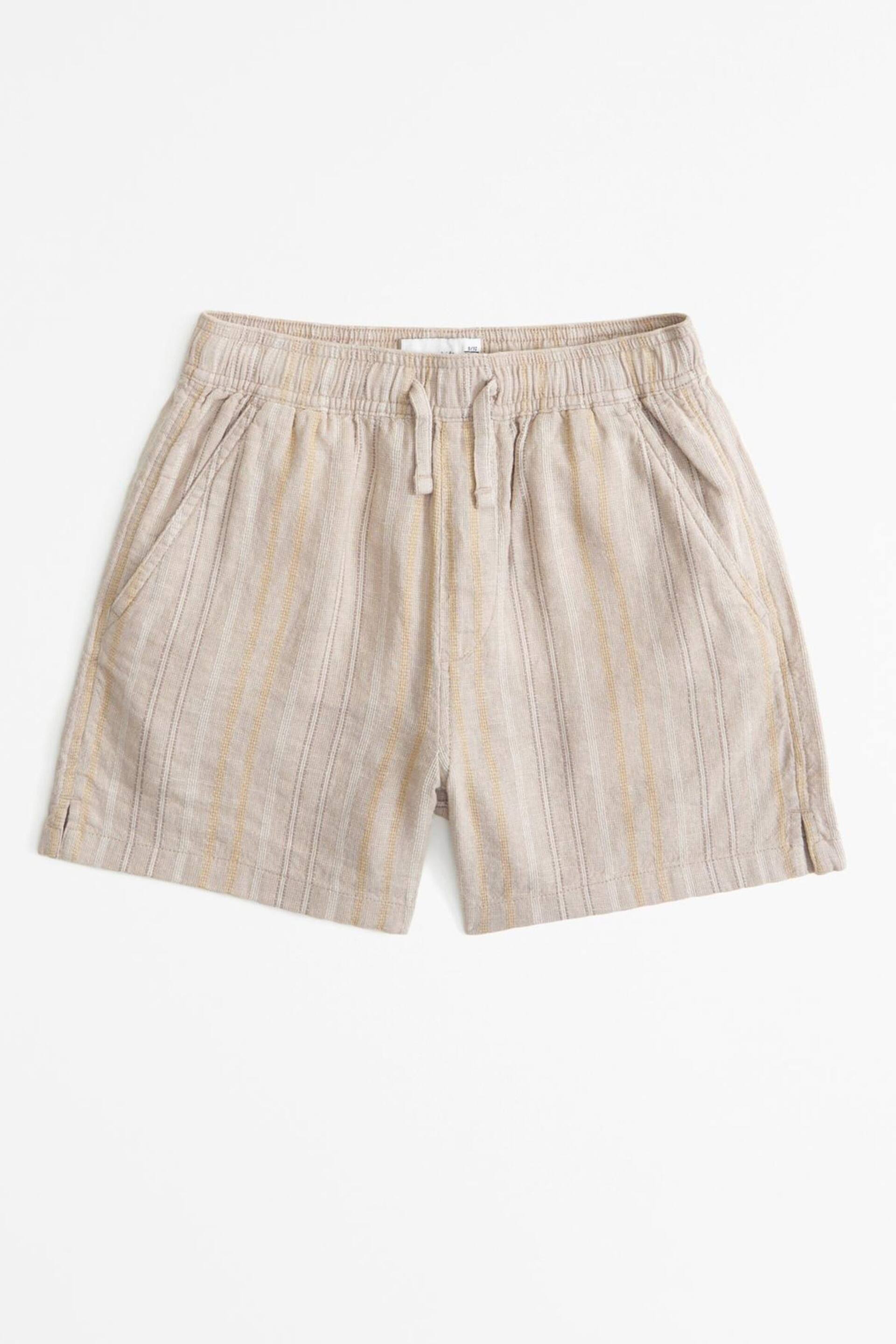 Abercrombie & Fitch Natural Knitted Stripe Short Sleeve Linen Shorts - Image 1 of 2