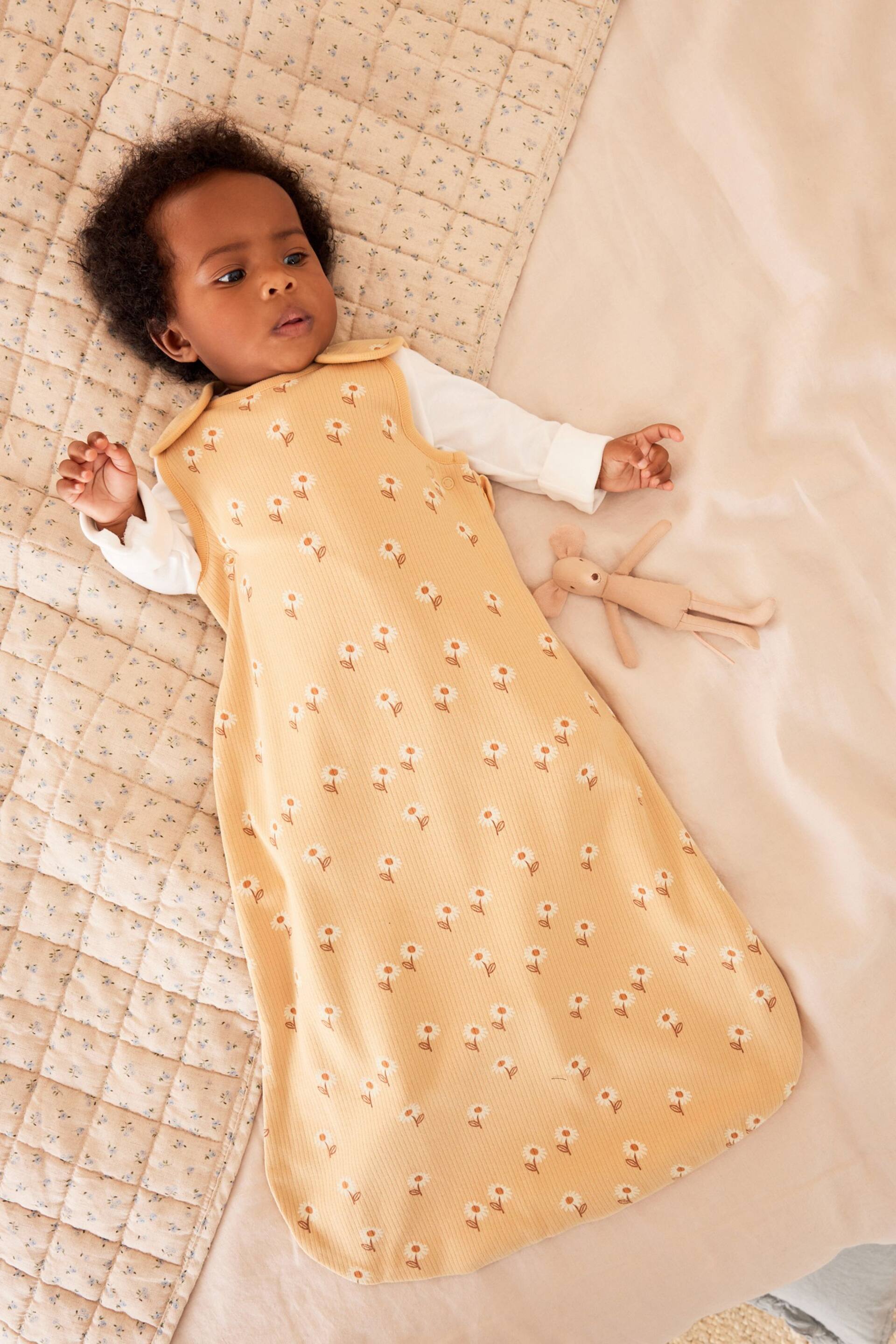 Ochre Yellow Daisy 1 Tog  Baby 100% Cotton Sleep Bag - Image 5 of 11