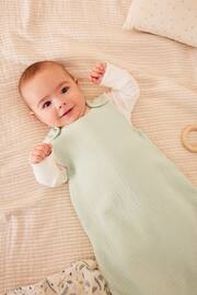 Green Muslin 1 Tog  Baby 100% Cotton Sleep Bag - Image 2 of 6