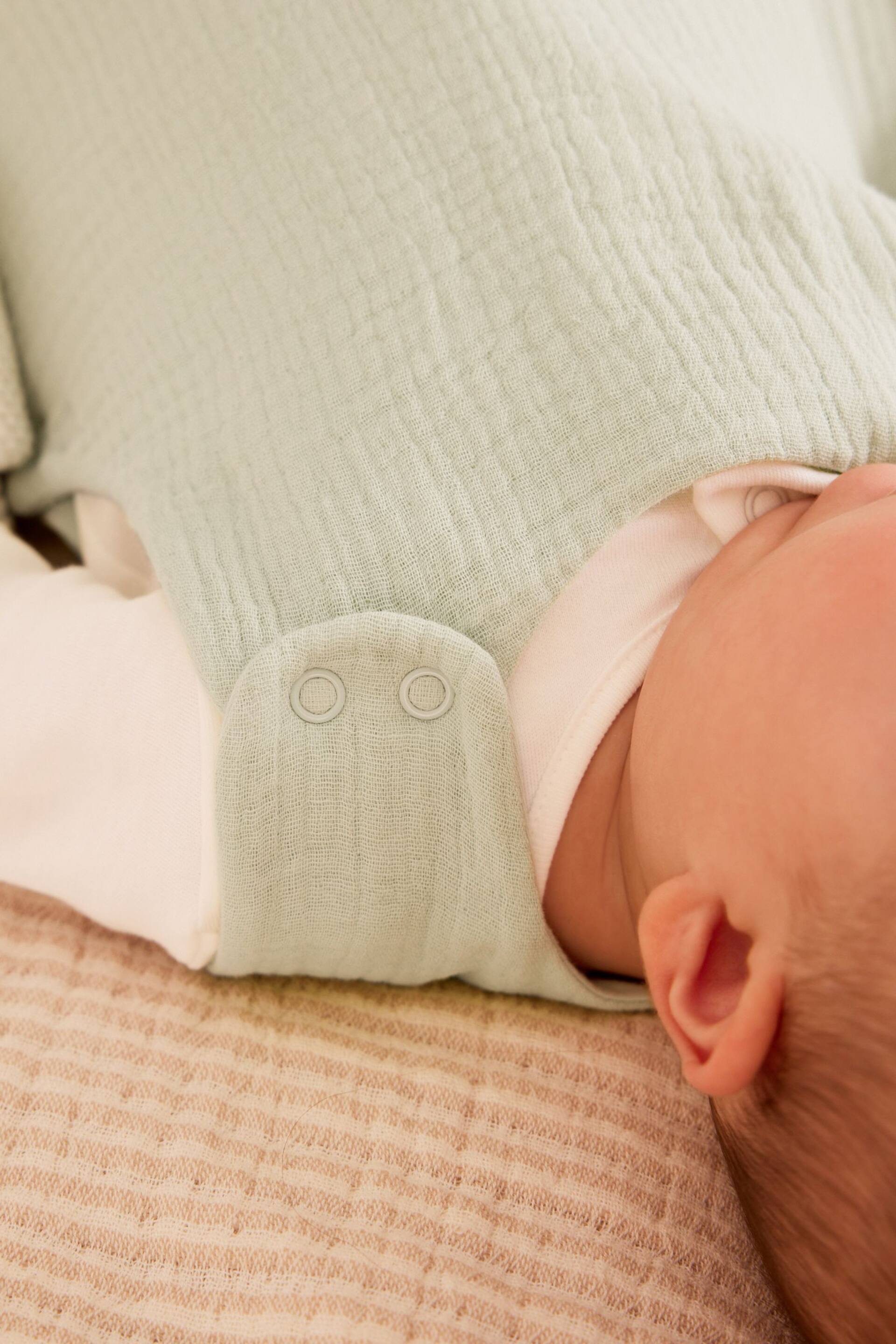 Green Muslin 1 Tog  Baby 100% Cotton Sleep Bag - Image 6 of 6