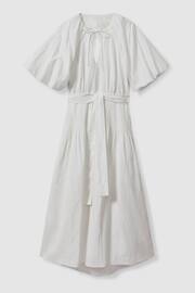 Reiss White Alice Petite Lyocell Blend Puff Sleeve Midi Dress - Image 2 of 6