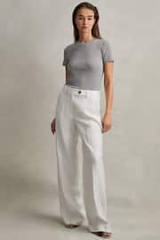 Reiss Grey Marl Victoria Cotton Blend Scoop Neck T-Shirt - Image 1 of 5