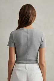 Reiss Grey Marl Victoria Cotton Blend Scoop Neck T-Shirt - Image 3 of 5