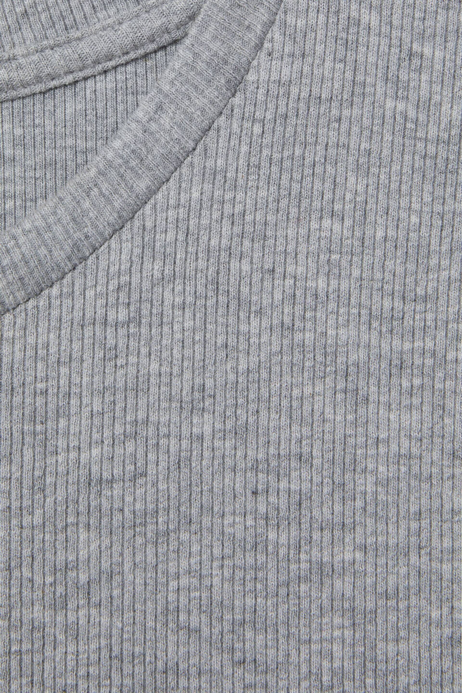 Reiss Grey Marl Victoria Cotton Blend Scoop Neck T-Shirt - Image 5 of 5