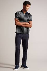 Ted Baker Blue Regular Icken Cable Jacquard Zip Polo Shirt - Image 3 of 7