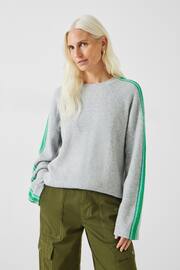 Hush Grey Coolah Multi Sleeve Stripe Knitted Jumper - Image 1 of 5