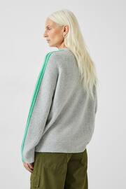 Hush Grey Coolah Multi Sleeve Stripe Knitted Jumper - Image 2 of 5