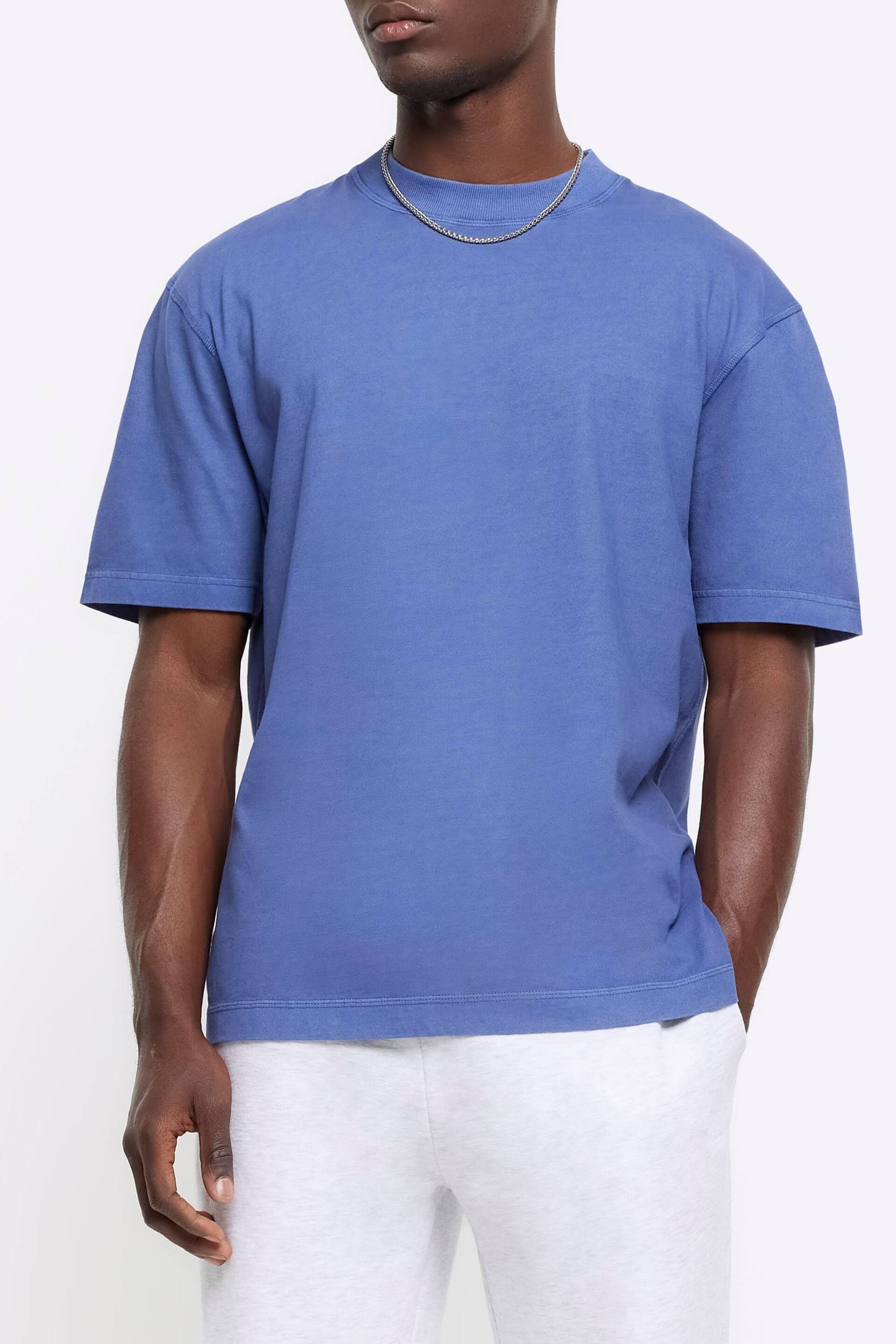 River Island Blue Studio Washed Regular Fit T-Shirt - Image 1 of 4