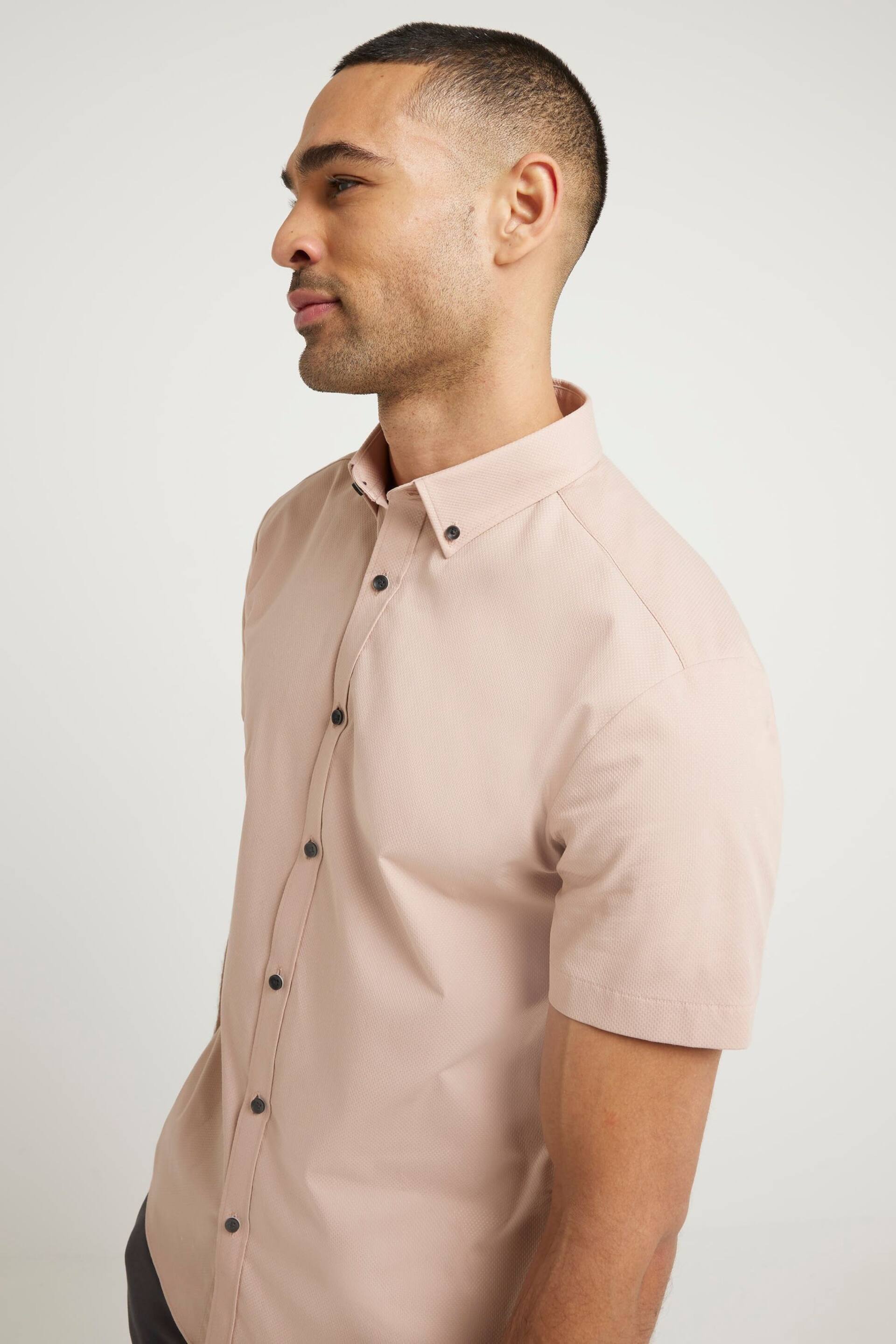 River Island Pink Muscle Fit Textured Shirt - Image 3 of 3