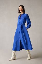 Ro&Zo Blue Petite Pocket Detail Midi Shirt Dress - Image 3 of 6