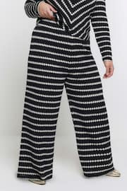 River Island Black Curve Wide Leg Crochet Trousers - Image 1 of 4