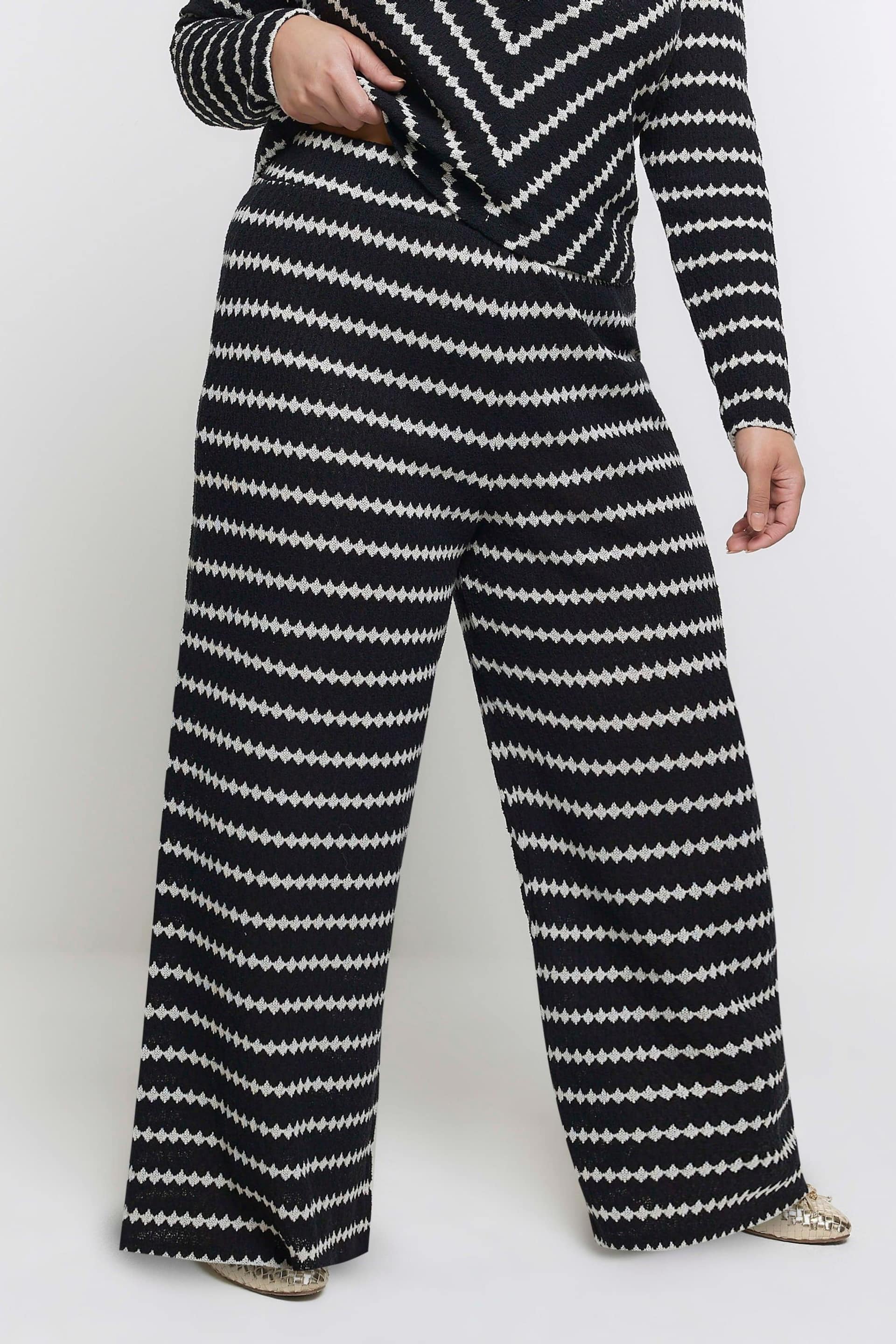 River Island Black Curve Wide Leg Crochet Trousers - Image 1 of 4