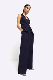 River Island Blue Pinstripe Wide Leg Trousers - Image 3 of 4
