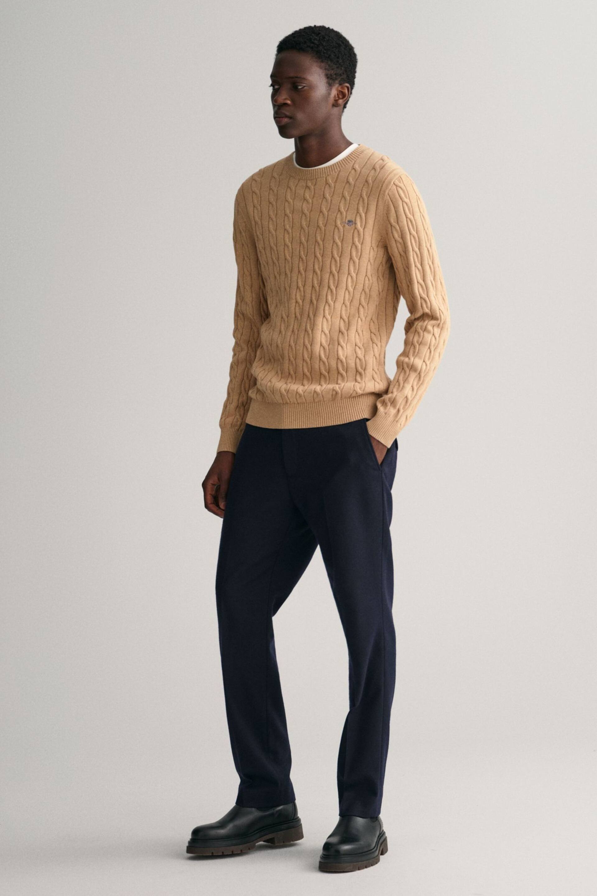 GANT Cotton Cable Crew Neck Jumper - Image 3 of 5