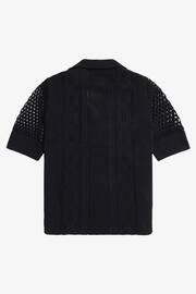 Fred Perry Open Knit Button Through Black Shirt - Image 5 of 5