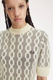 Fred Perry Oatmeal Open Knit Short Sleeve Jumper - Image 2 of 4