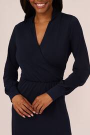Adrianna Papell Blue Long Sleeve Wrap Dress - Image 4 of 7