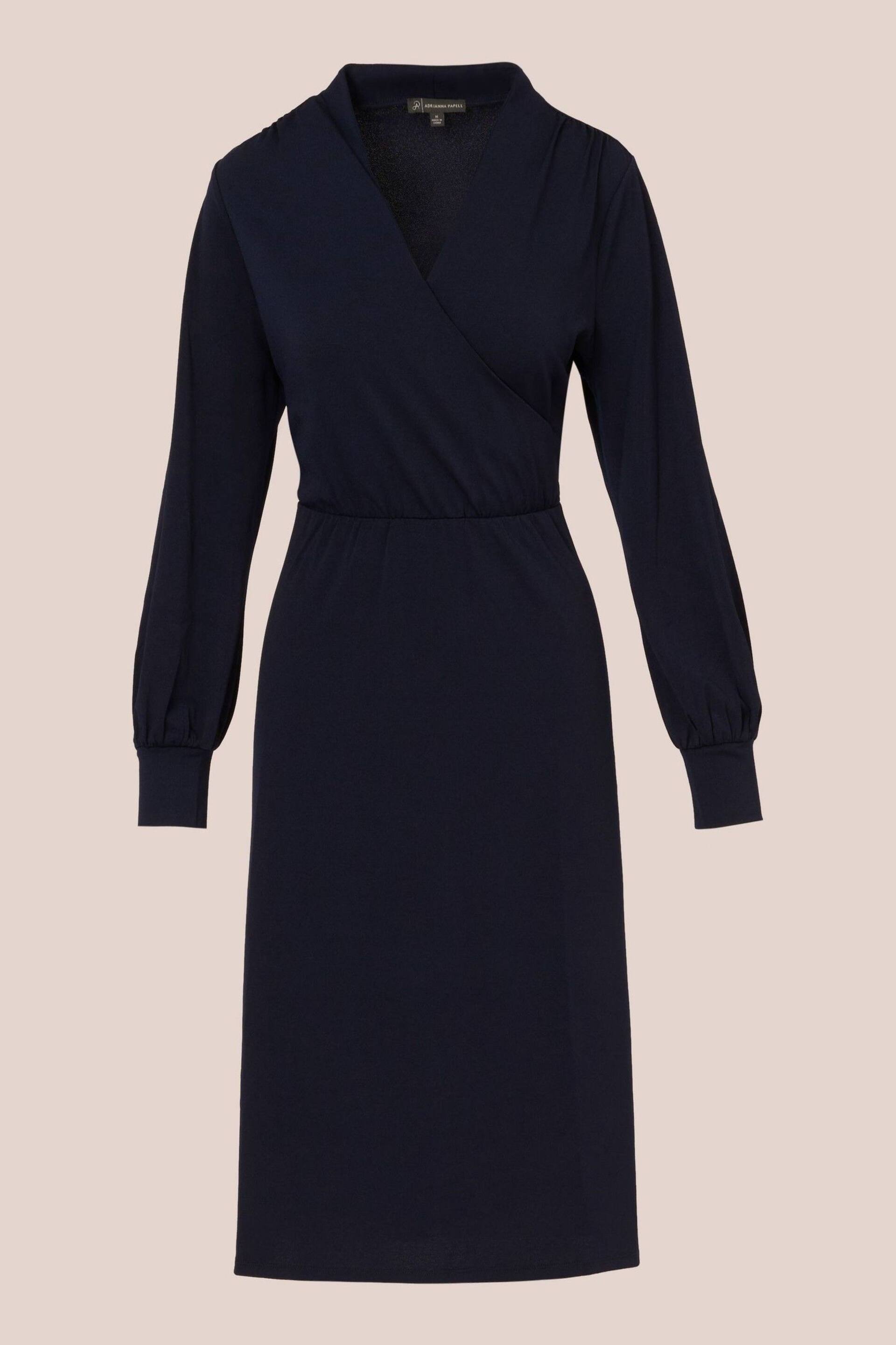 Adrianna Papell Blue Long Sleeve Wrap Dress - Image 6 of 7