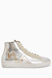AllSaints Gold Tundy Bolt Met High Trainers - Image 1 of 6