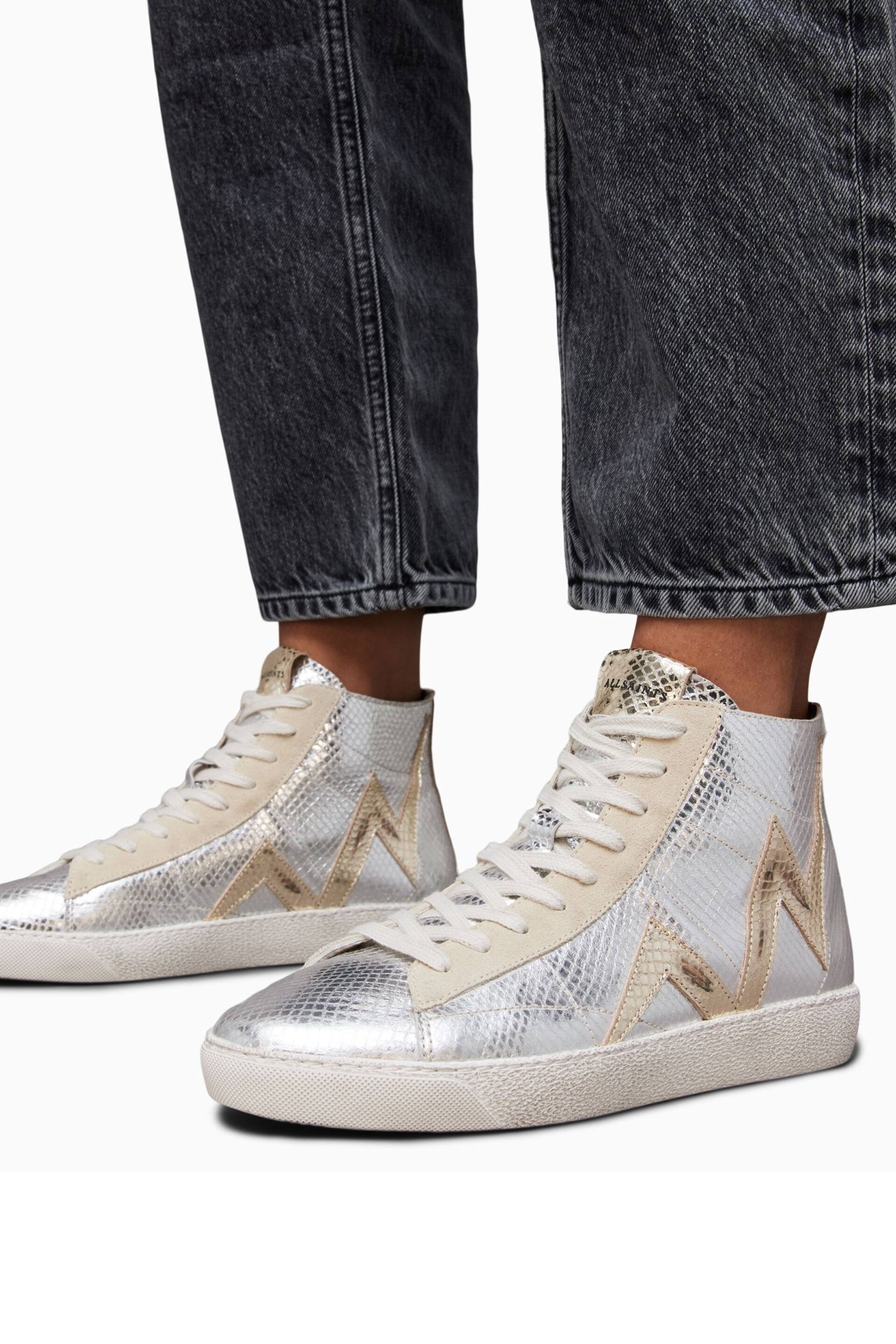 AllSaints Gold Tundy Bolt Met High Trainers - Image 6 of 6