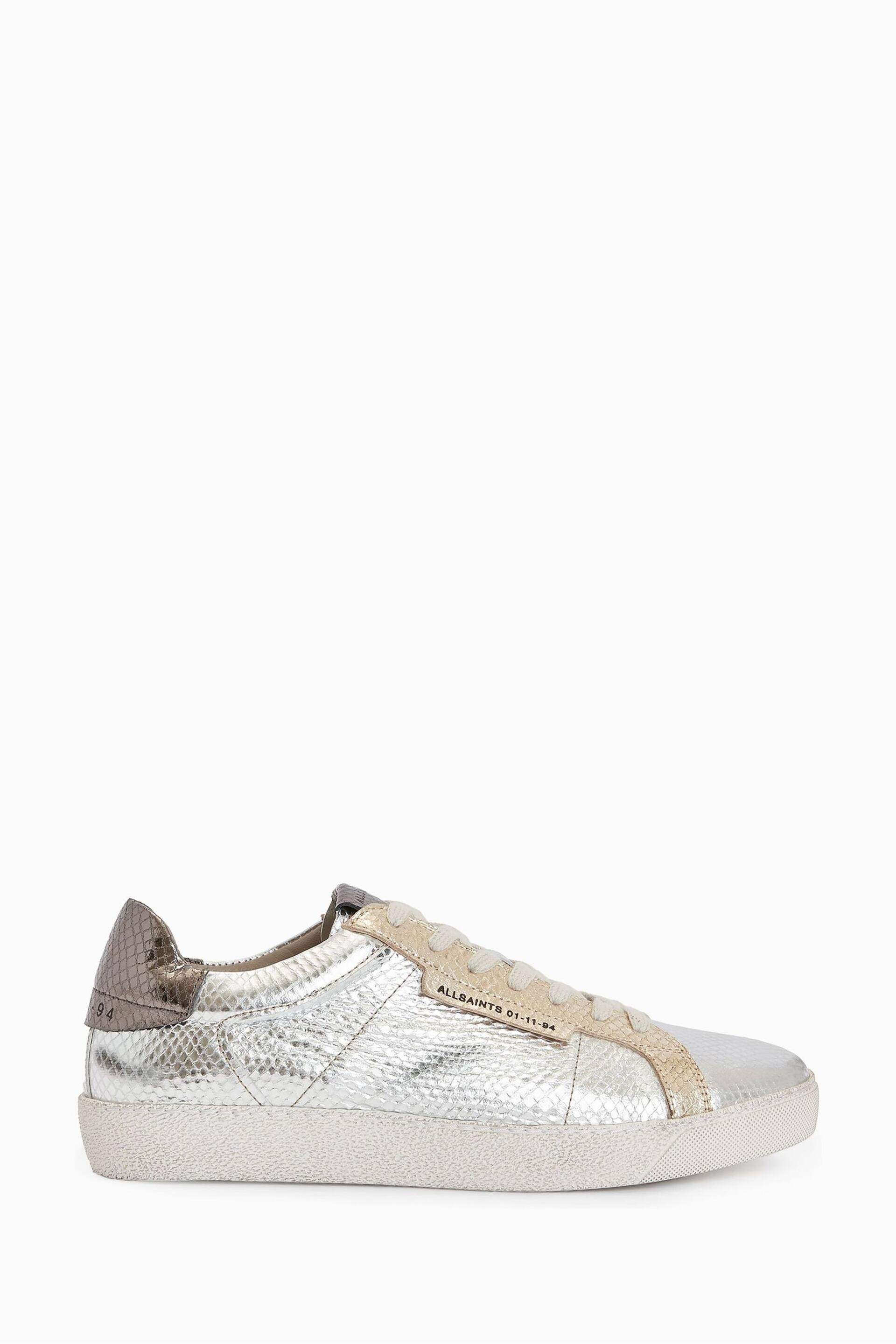 AllSaints Gold Sheer Metallic Trainers - Image 1 of 6