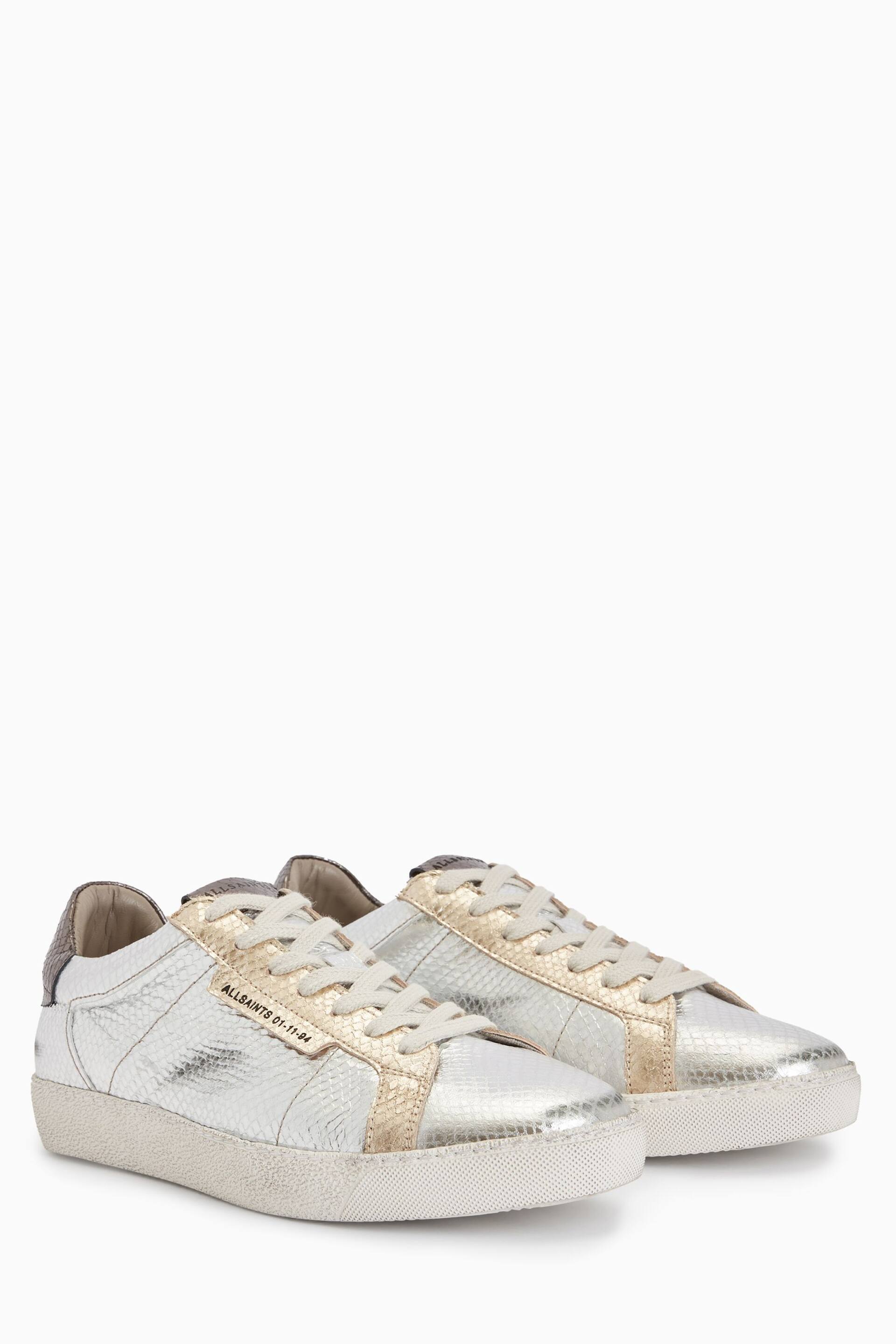 AllSaints Gold Sheer Metallic Trainers - Image 2 of 6