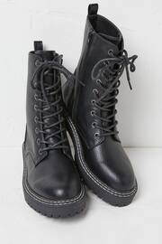 FatFace Black Violet Mid Chunky Lace Up Boots - Image 2 of 4