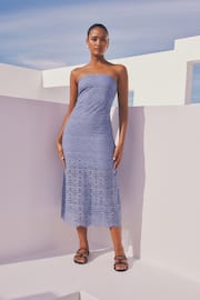 Blue Broderie Bandeau Dress - Image 1 of 8