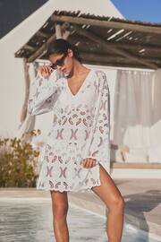 White Premium Broderie Beach Cover-Up - Image 1 of 7