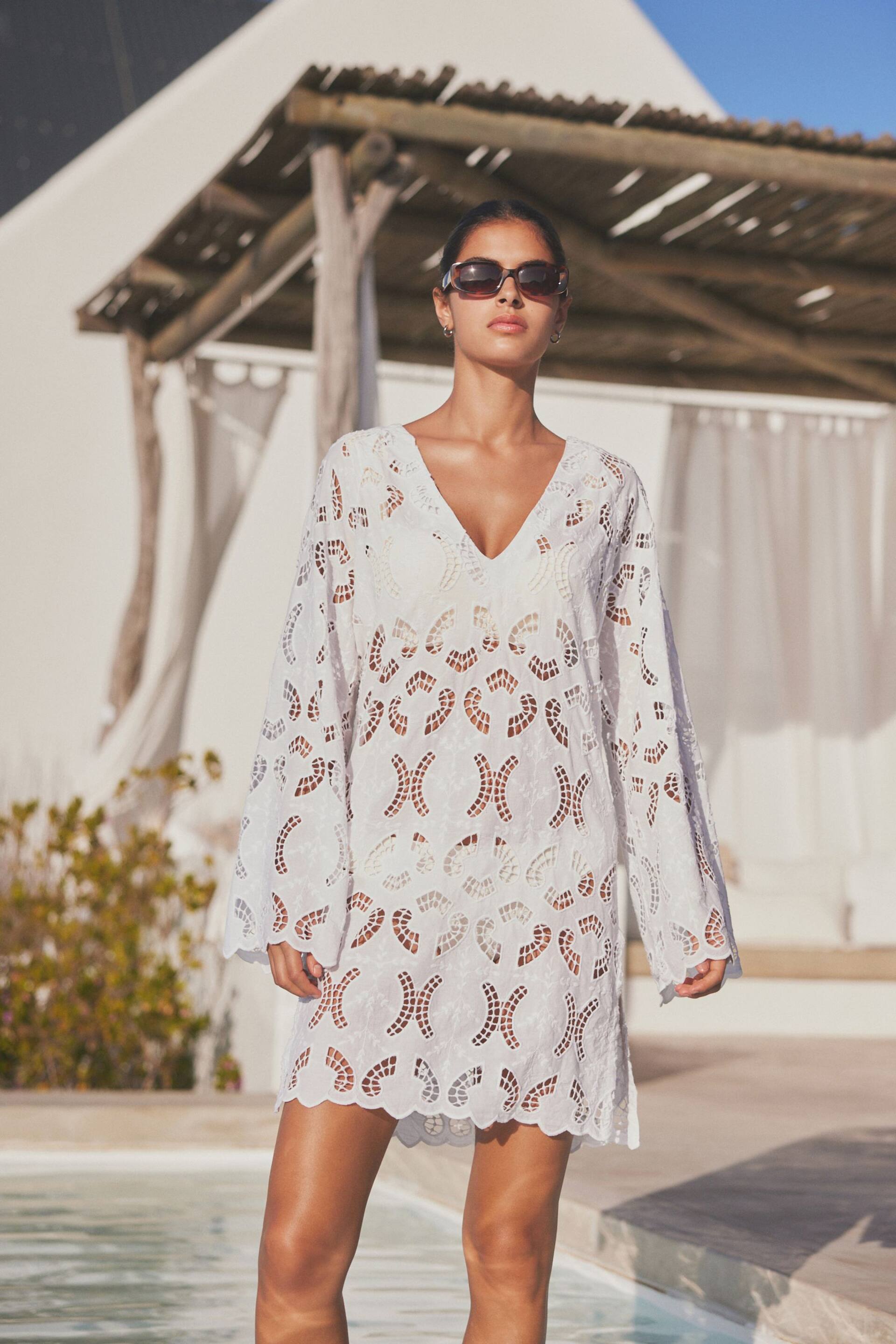 White Premium Broderie Beach Cover-Up - Image 2 of 7