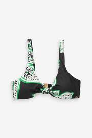 Green/Black Floral Knotted Triangle Bikini Top - Image 5 of 5
