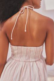 Pink Stripe Halter Tiered Maxi Summer Dress - Image 4 of 7