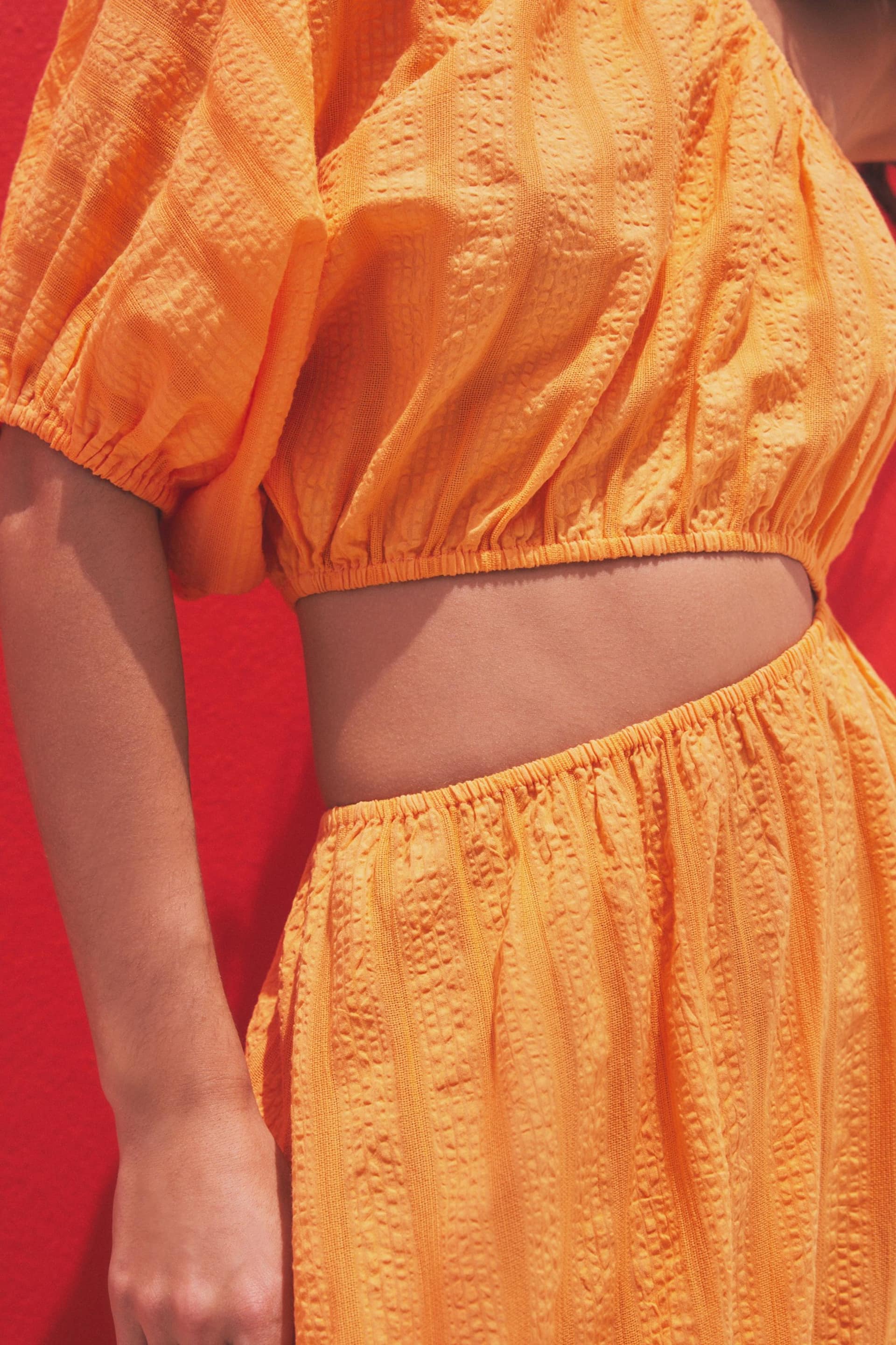 Orange One Shoulder Summer Dress - Image 4 of 6