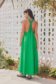 Green 100% Cotton Knot Summer Maxi Dress - Image 3 of 8